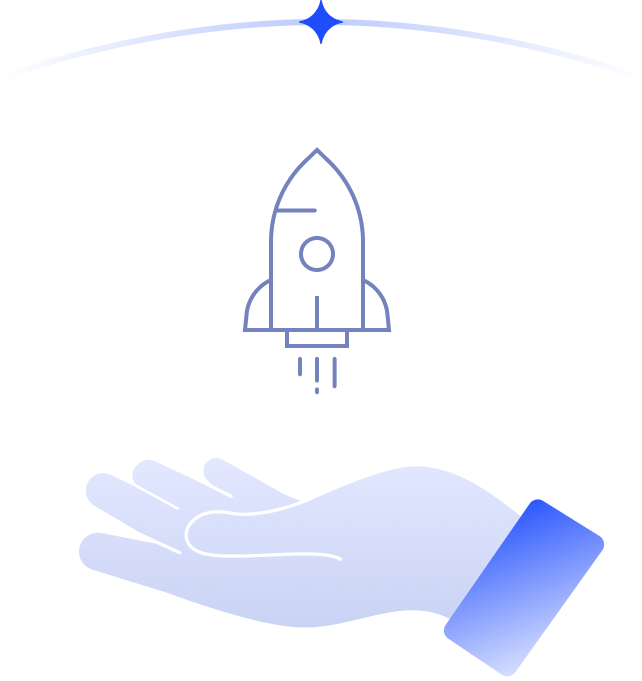 Illustration of a rocket and hand